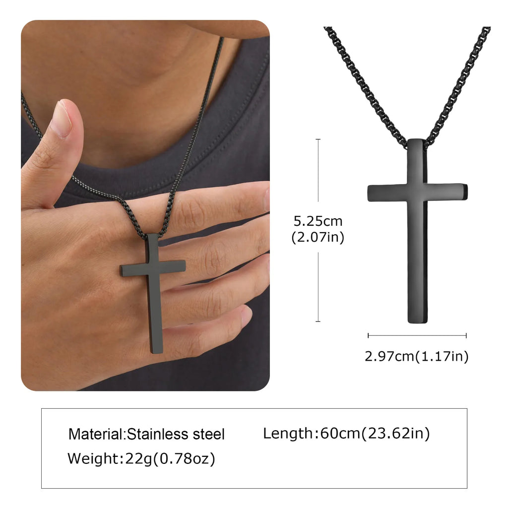Two-Tone Cross Pendant Necklace — Stainless Steel