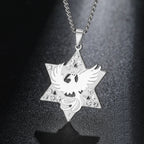 Star Hexagram Phoenix Star of David Pendant Necklace Supernatural Amulet Chain For Woman Men Crystal Stainless Steel Jewelry