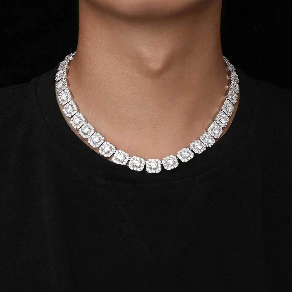 Tennis Chain Necklace Stainless Steel 12MM Cluster