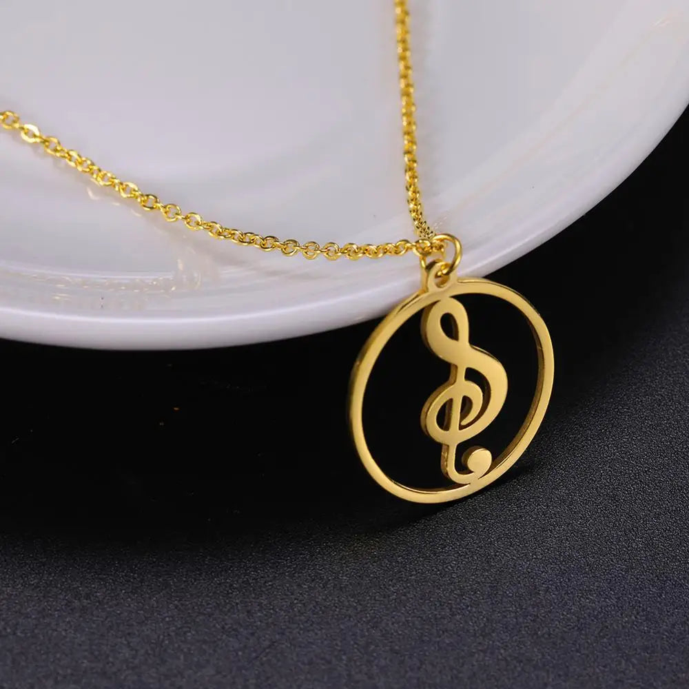Music Necklace Treble Clef Note Chain Musical Symbol Staff Notation Gift For Woman Men Stainless Steel Pendant Jewelry