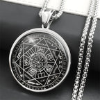 Seal of Seven Archangels Medal Stainless Steel Glass Necklace Seal of Solomon Talisman Necklace Protection Jewelry