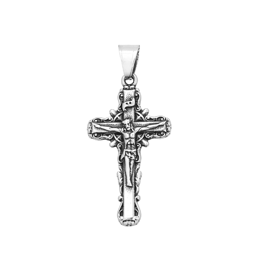 Vintage Jesus Cross Pendant — 316L Stainless Steel