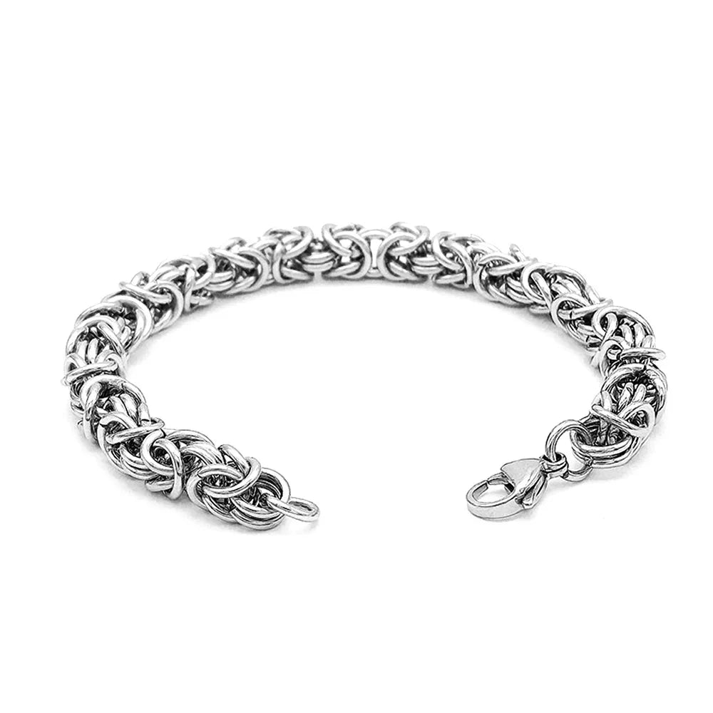 Wide Byzantine Link Chain Bracelet 8mm — Punk, Stainless Steel