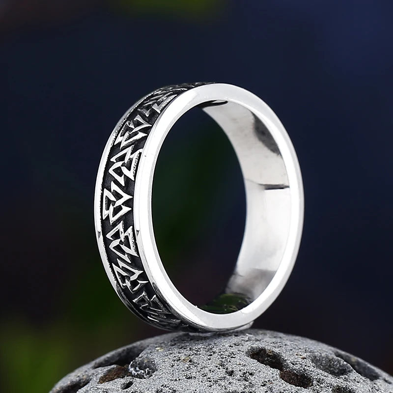 Viking Odin Valknut Triangle Ring — Stainless Steel
