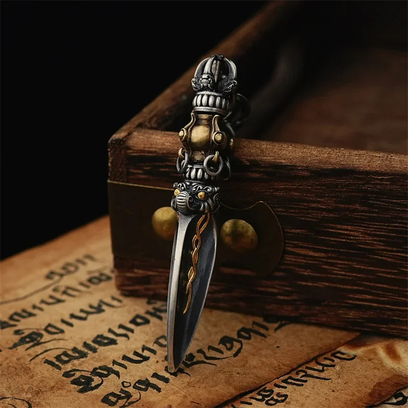 Retro Rotatable Vajvakilaka Pendant For Men Jewelry Lucky Blessing Vajra Male Amulet Necklace Accessories