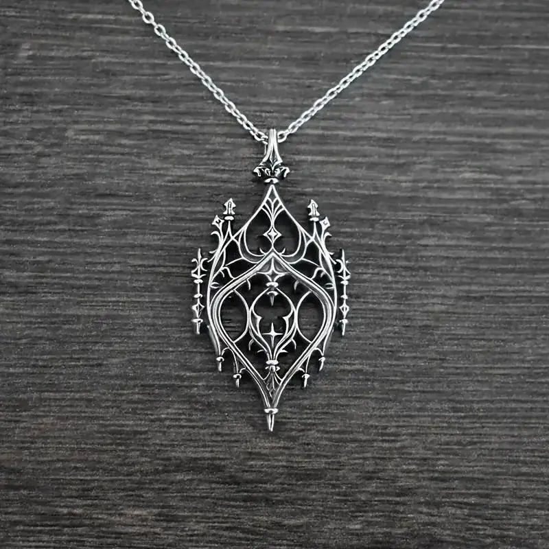 Gothic Old Castle Hollow Pendant Necklace Men Women