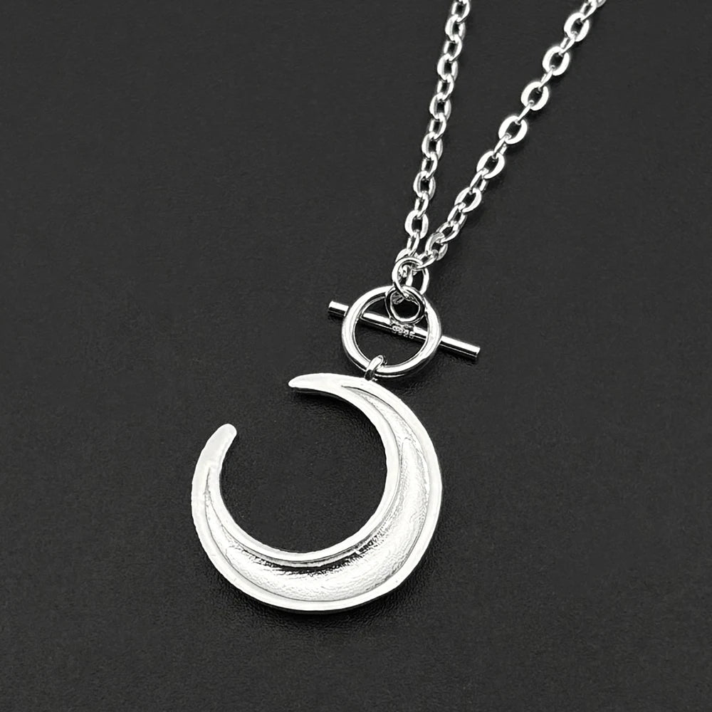 Moon Silver Pendant Sterling Crescent Toggle Choker