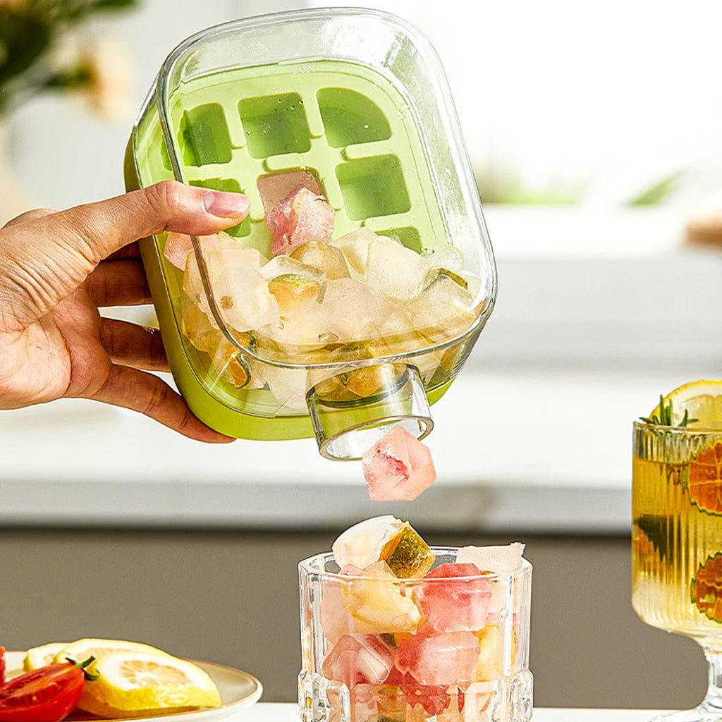 500ml 2in1 Ice Cube Tray with Water Bottle Press Type Portable Ice Maker High Capacity Ice Mold for Home Kitchen Summer
