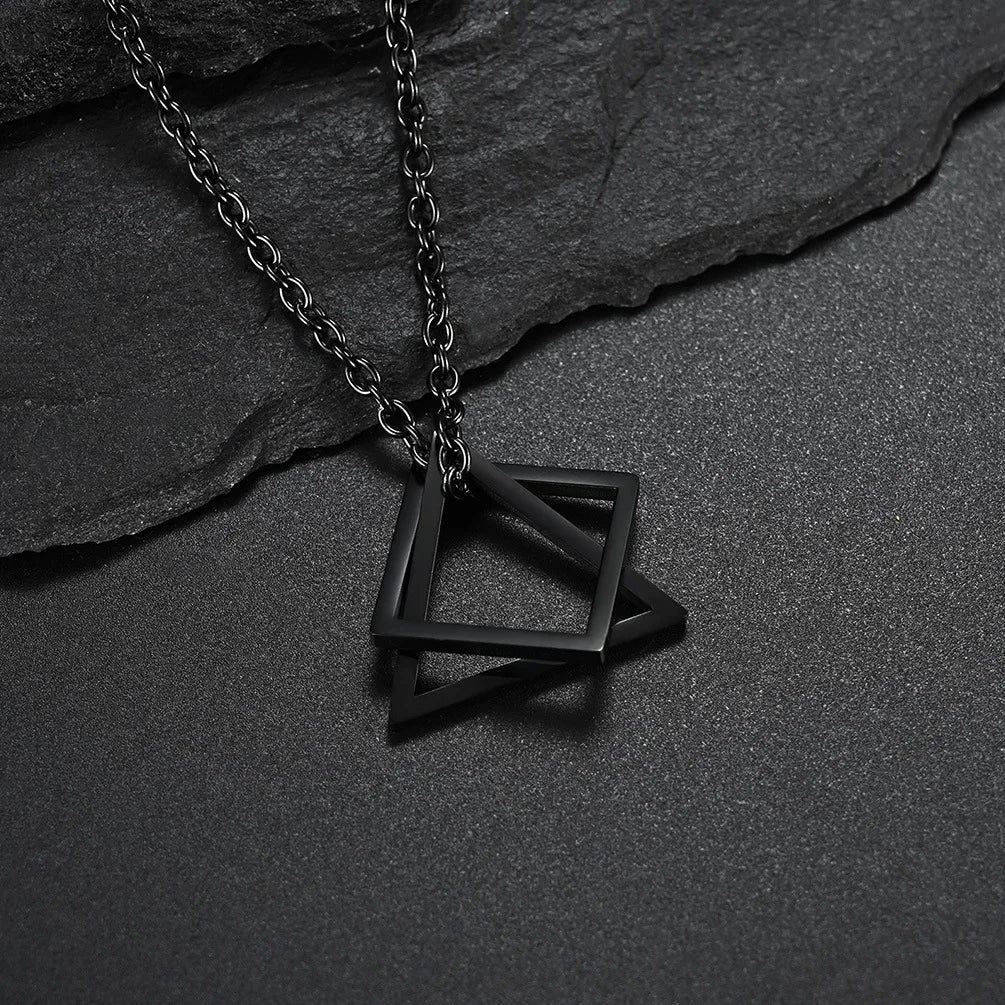 Geometric Statement Pendant Necklace Silver