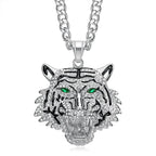 Fanshu Gold Plated Stainless Steel Luxury Bling Iced Out Tiger Pendant Collar Chains Necklace for Men Women Gift Punk