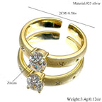 Two-Tone Ring Sterling Zircons Set Matte