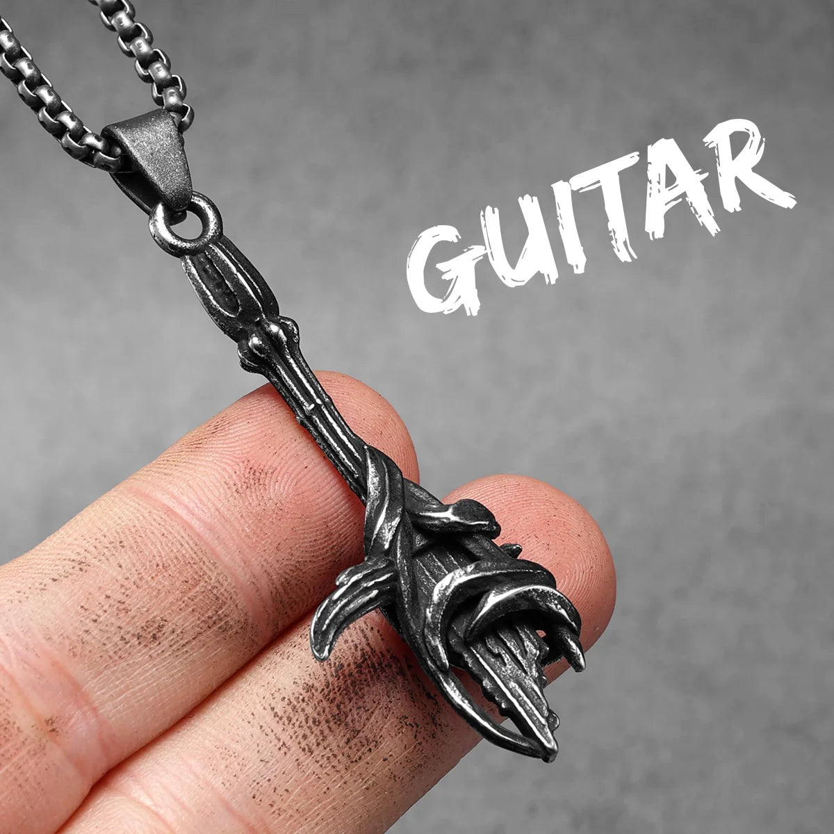 Guitar Tape Pendant Necklace Stainless Steel