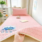 2026 New Summer Cooling Mattress Pad, Solid Color Latex & Ice Silk Mat Washable Foldable Bed Cover for Home Dorm Single
