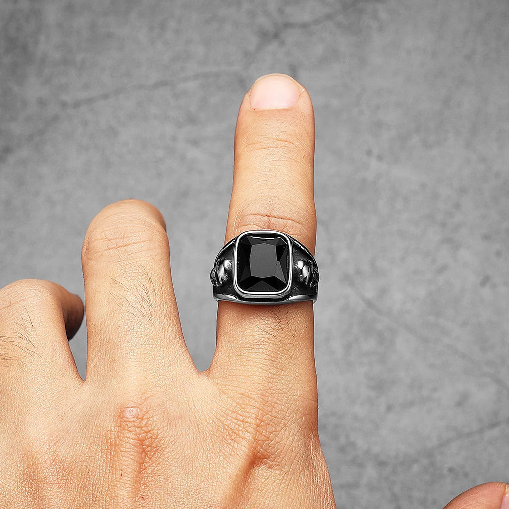 Skull Gemstone Ring — Stainless Steel
