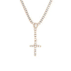 Iced Out Cross Pendant Tennis Chain Necklace — Copper Alloy