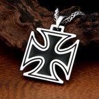 Vintage 316L Stainless Steel Cross Pendant Necklace For Men Fashion Classic Knights Templar Iron Necklaces Biker