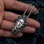 Handcrafted Sterling Silver Medusa s925 Silver Necklace Ancient Greek Myth Snake Woman Pendant Featured Pendant