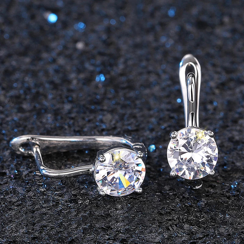 Simple Shiny Zirconia Hoop Earrings — Silver-Tone Daily Wear