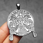 Viking Tree Raven Pendant Necklace — Stainless Steel