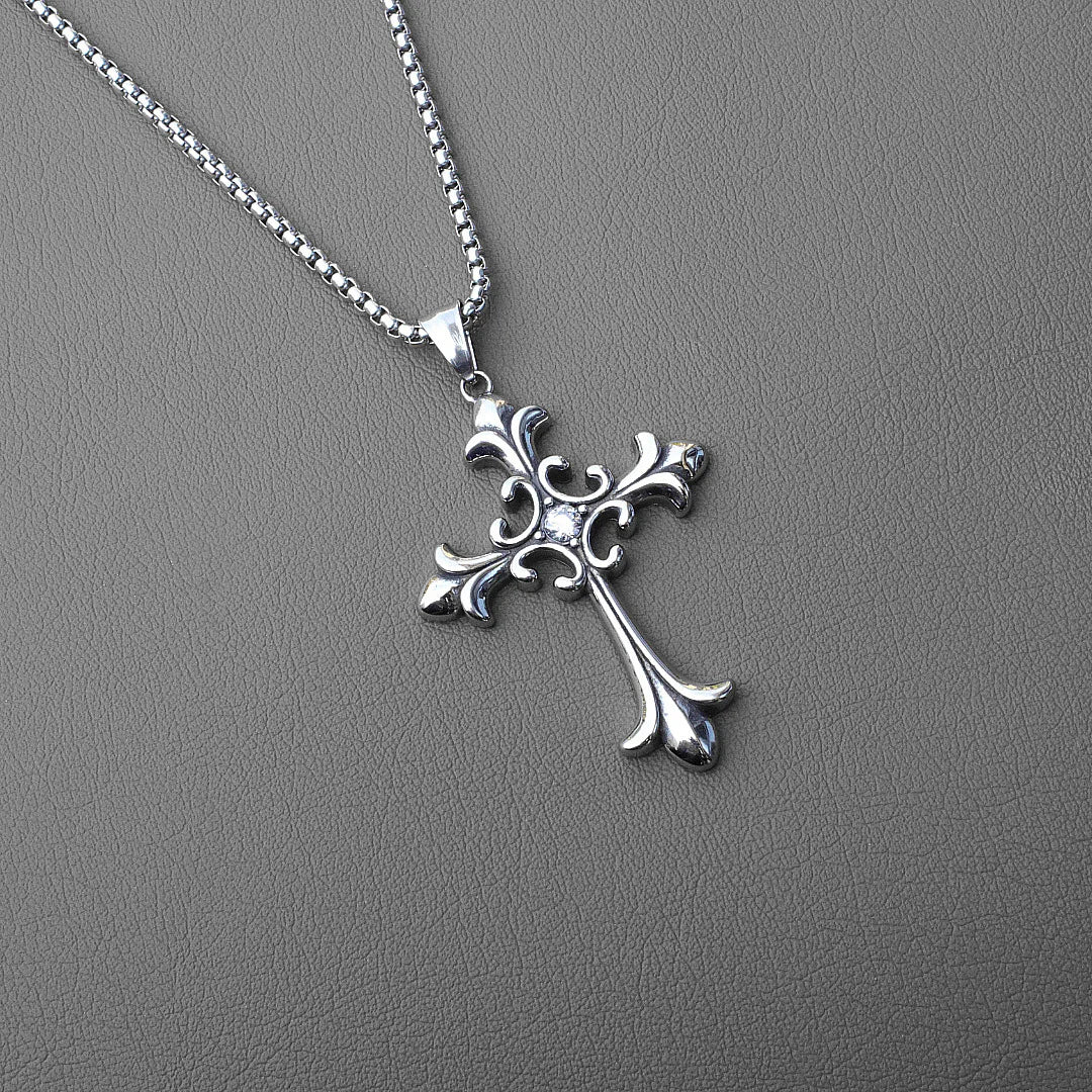 Gothic Cross Steel Pendant European American Retro