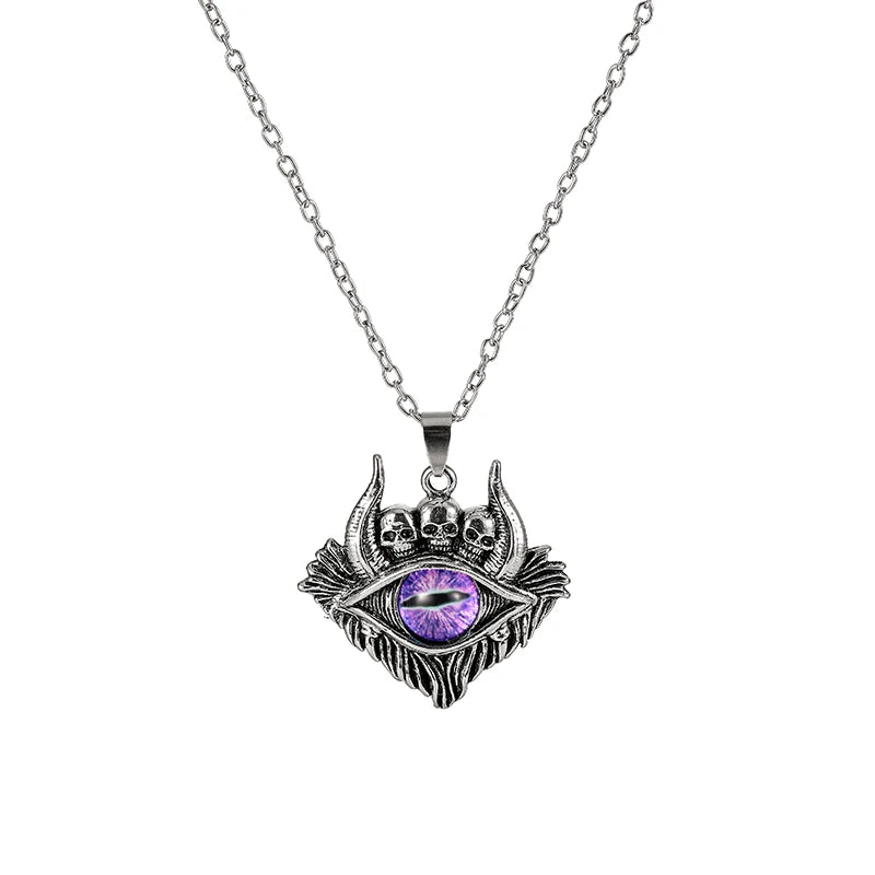 Antique Evil Eye Pendant Necklace For Women Men Creative Punk Hollow Star Colorful Eyeball Connect Choker Chain Jewelry