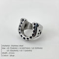 EManco Horseshoe U-shaped Star Retro Stainless Steel Men's Rings Punk Hip Hop for Male Boyfriend Biker Jewelry Creativity Gift