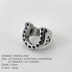 EManco Horseshoe U-shaped Star Retro Stainless Steel Men's Rings Punk Hip Hop for Male Boyfriend Biker Jewelry Creativity Gift