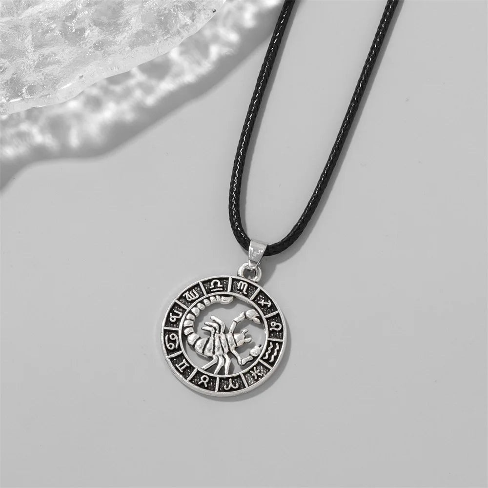 12 Horoscope Pendant Necklace For Women Men Silver Color Aries Leo 12 Constellations Zodiac Sign Necklaces Choker