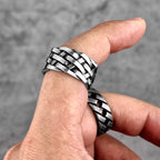 Weaving Hollow Stainless Steel Mens Rings Trendy Simple Unique Stylish for Male Boyfriend Jewelry Creativity Gift