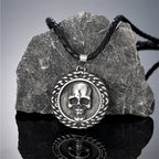 Viking Double-Sided Skull Pendant Necklace — Stainless