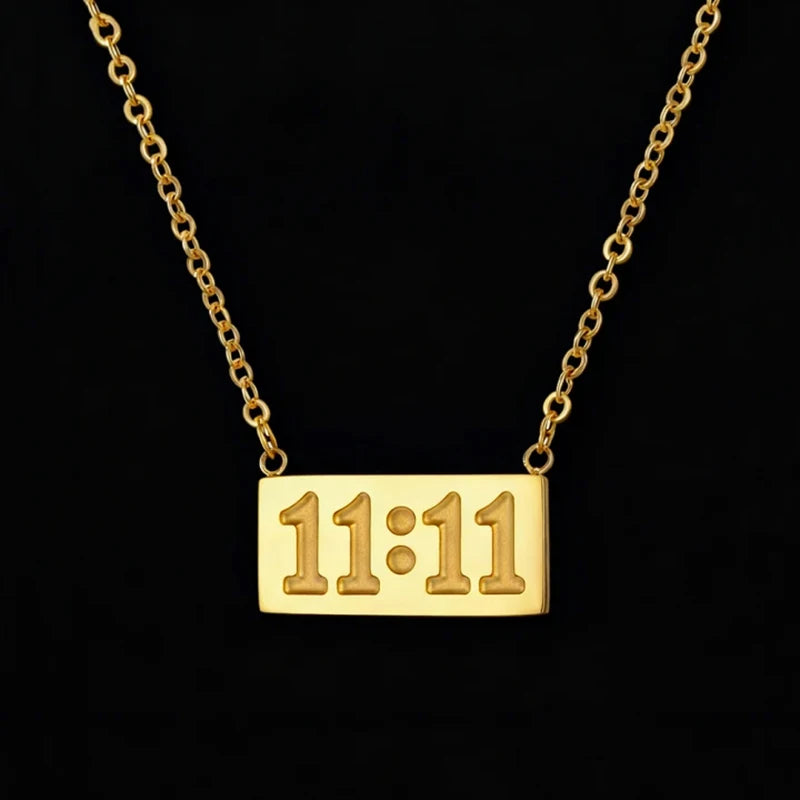 11:11 Rectangle Pendant Necklace men women Fine Stainless Steel 18K Gold Plated Necklace Choker Luxury Jewelry Couple Gifts