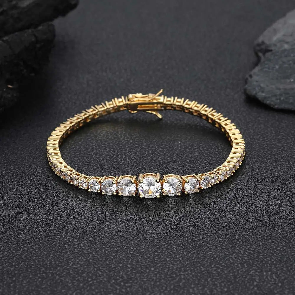 Tennis Chain Necklace Stainless Steel Gradient CZ