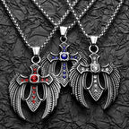 Angel Wing Cross Pendant — Stainless Steel