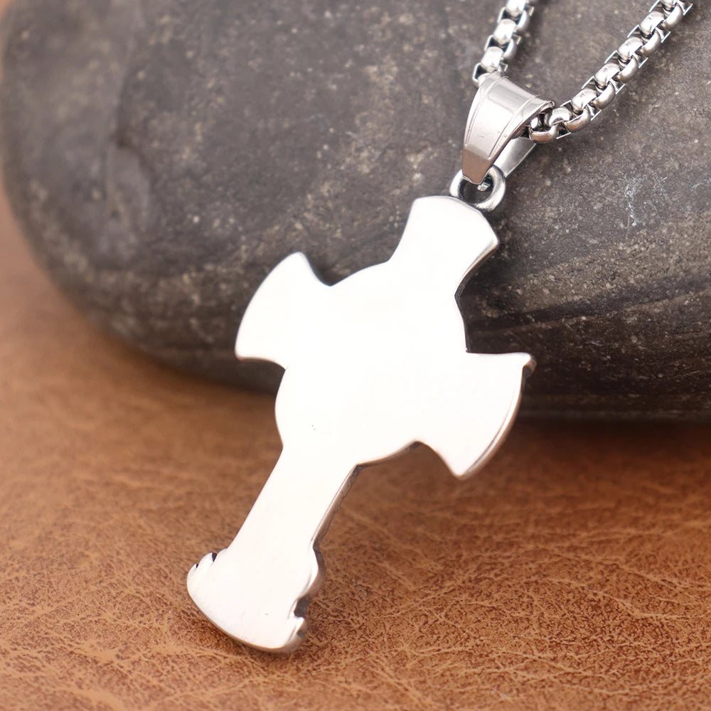 Classic St. Michael Cross Necklace — Stainless Steel