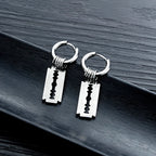 Fashion Stainless Steel Blade Earrings Vintage Razor Hollow Drop Earrings Women Men Punk Jewelry Hip Hop Street Dangle