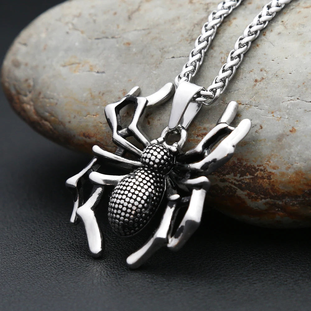 Spider Pendant Necklace — Stainless Steel