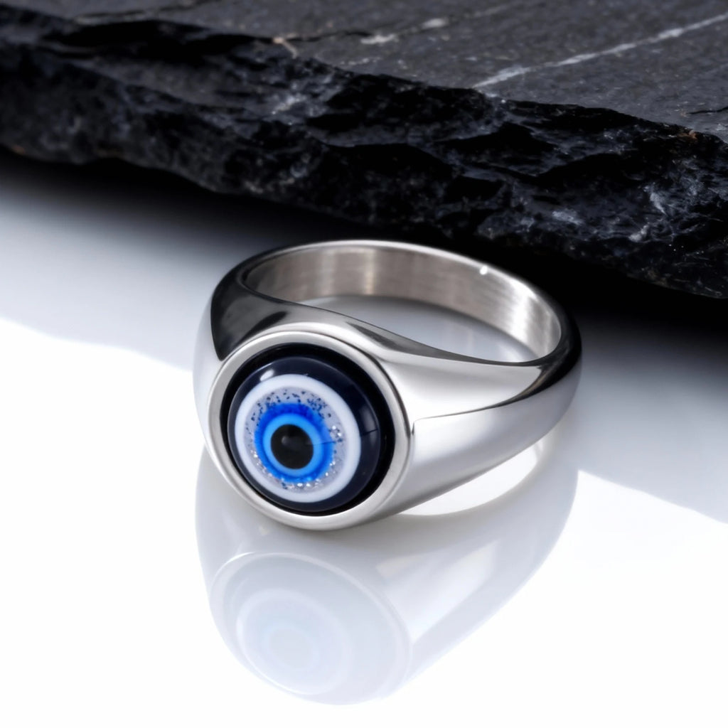 Evil Eye Signet Ring — Stainless Steel