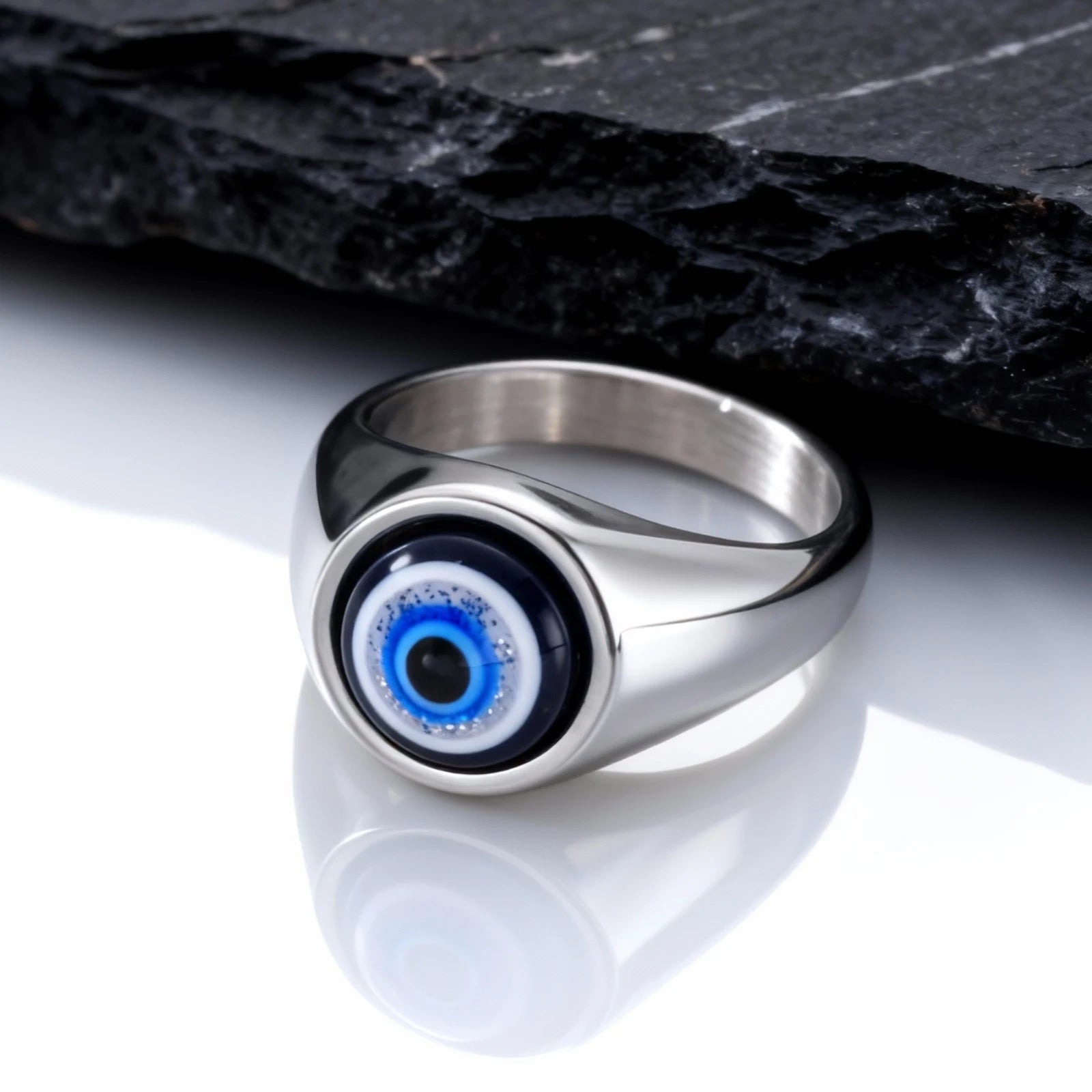 Evil Eye Signet Ring — Stainless Steel
