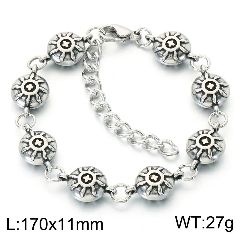 Vintage Gothic Ornate Charm Link Bracelet — Stainless Steel