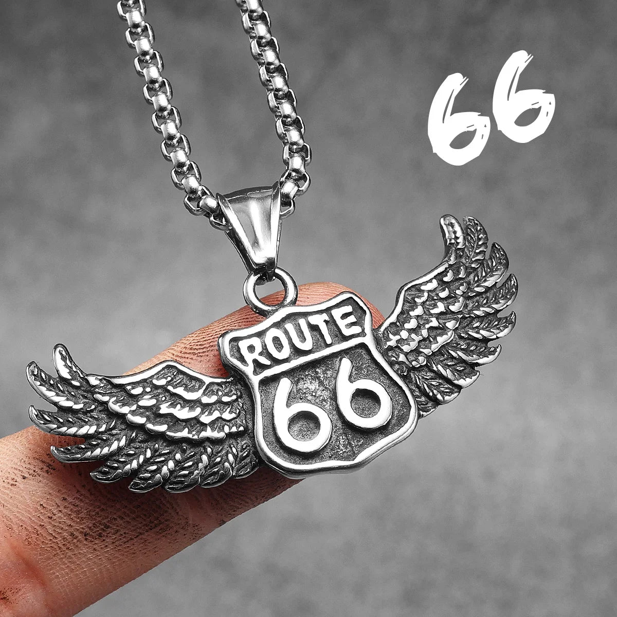 Punk Motorcycle Series Rider Route66 Stainless Steel Men Necklace Pendant Chain New in For Women Fashion Jewelry Gifts Wholesale