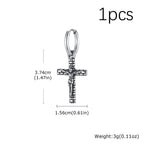 Classic Texture Cross Pendant Earrings for Men, Stainless Steel Jesus Drop Dangle Earrings, Unique Religious Ear Jewelry Gifts