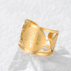Lebanon Cedar Tree Cuff Ring Hollow Wide Open Band Stainless Steel Patriotic Lebanese National Emblem Jewelry For Lebanese