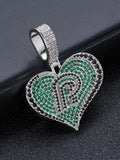 Black Iced Out Letter Pendant Necklace Crystal CZ