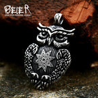 Beier 316L stainless steel Necklace owl Runes pendant Nordic Vikings Runes Amulet Pendant Nordic Talisman Chain BP8-997