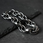 Thick Black Locomotive Oval Link Bracelet 11mm — Stainless Steel