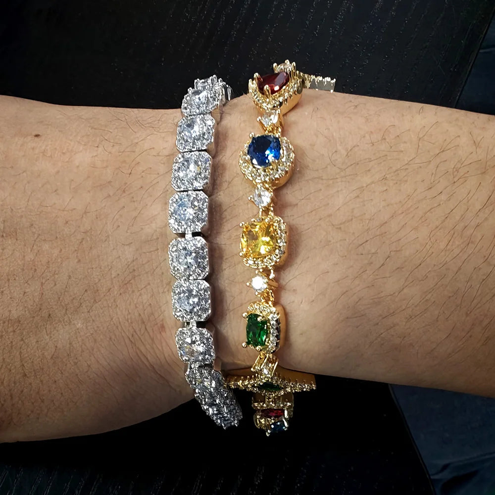 Star Tennis Bracelet Iced Out Colorful CZ
