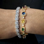 Star Tennis Bracelet Iced Out Colorful CZ