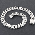 Men's 60CM Long 24MM Width Brushed Solid Stainless Steel Curb Cuban Link Chain Necklace for Men Male On Neck Jewelry