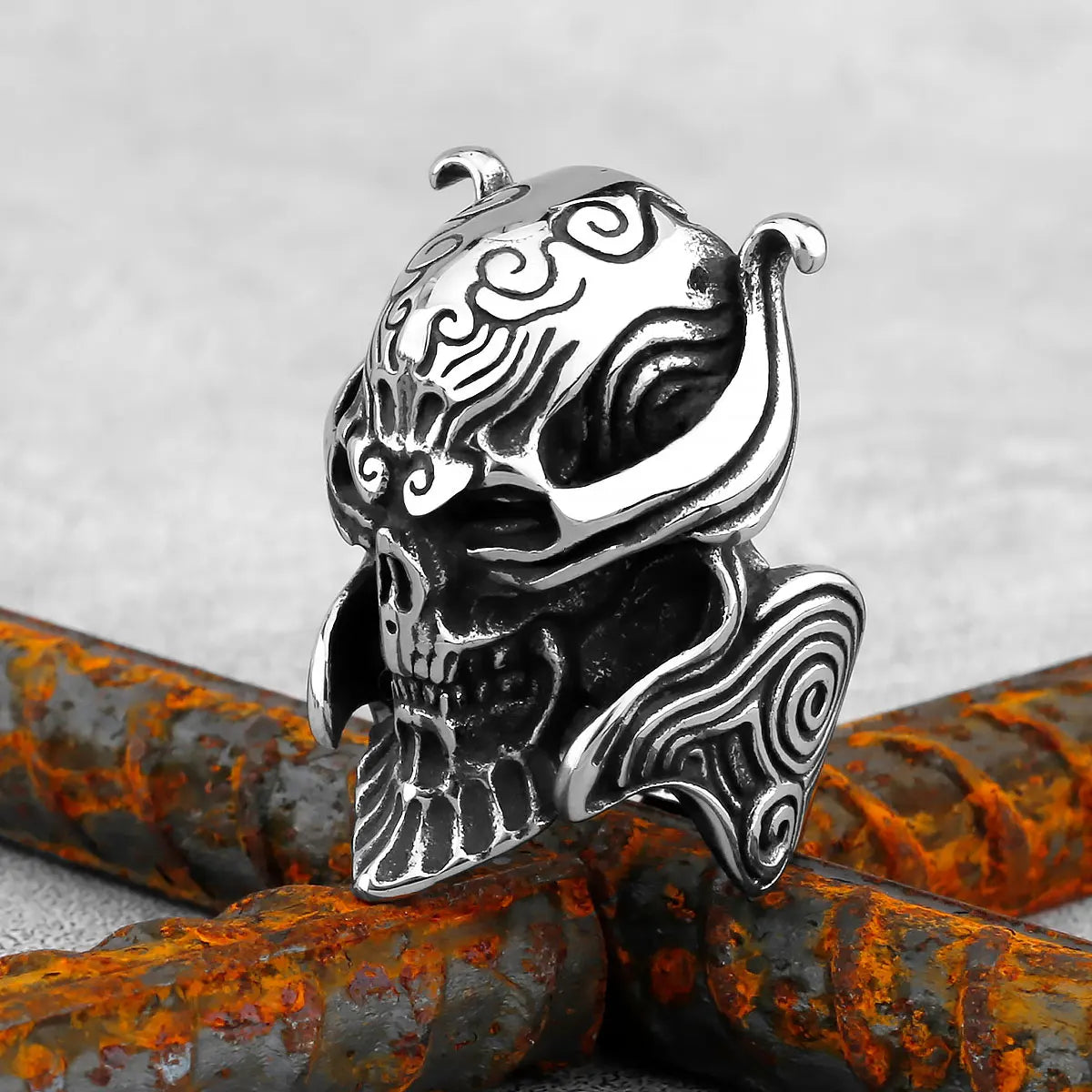 High Polish Heavy Skull Ring — Two-Tone