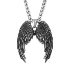 Stainless Steel Classic Angel Wings Necklace Men's Fashion Animal Boutique Handmade Hip Hop Pendant Jewelry Gift